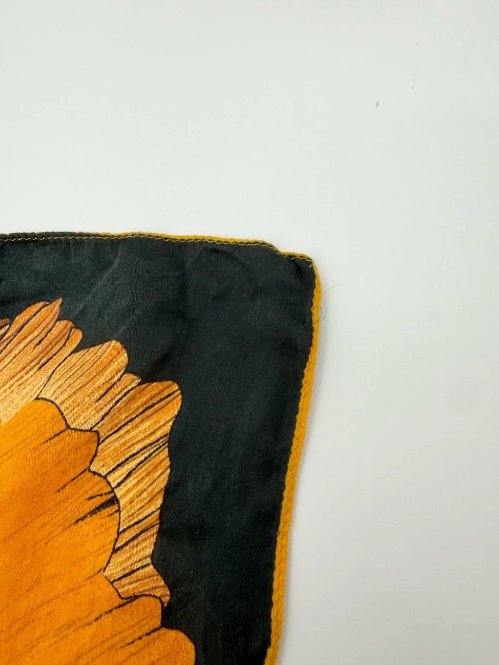 Large Black Gold Floral Satin Square Scarf